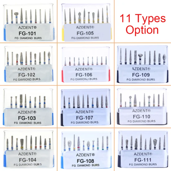 Hot Selling 10PCS Azdent Dental Diamond Burs Ceramic Restoration Kit